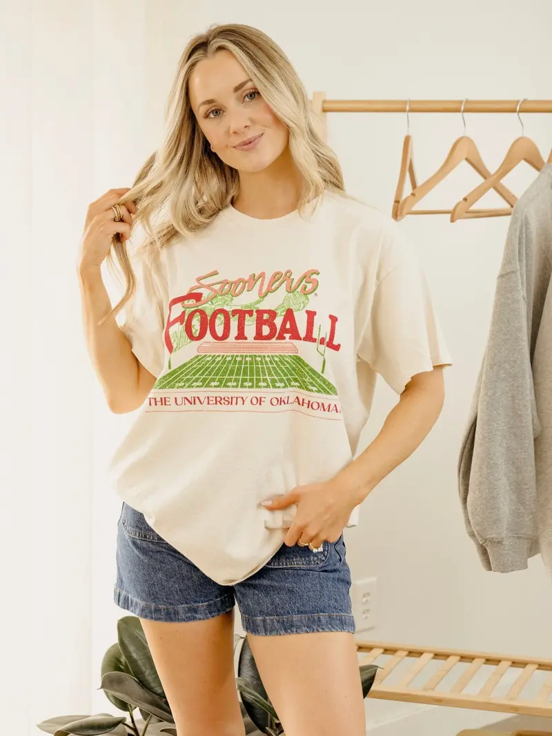 Ou Sooners Football Field Off White Thrifted Tee 1