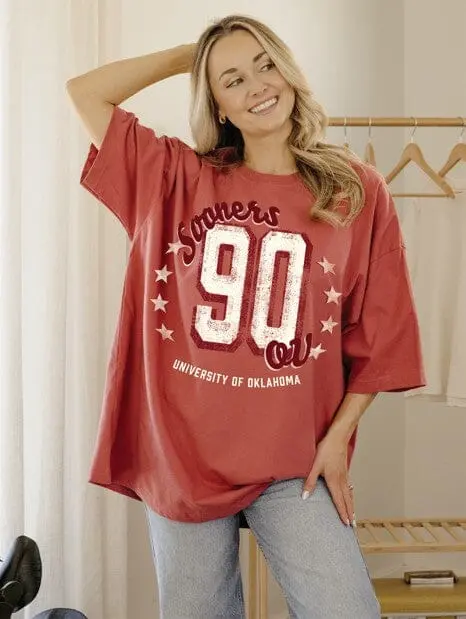 Ou Sooners Jersey Patch Red Heavyweight Tee 1