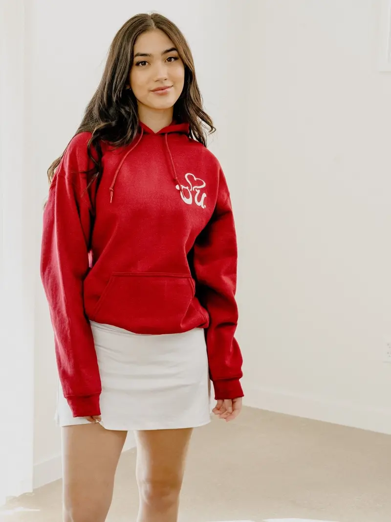 Ou Sooners Lyric Puff Ink Crimson Hoodie 1