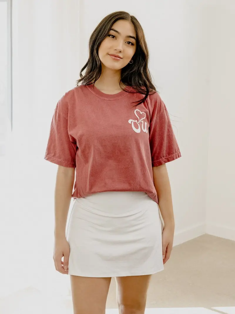 Ou Sooners Lyric Puff Ink Crimson Tee 1