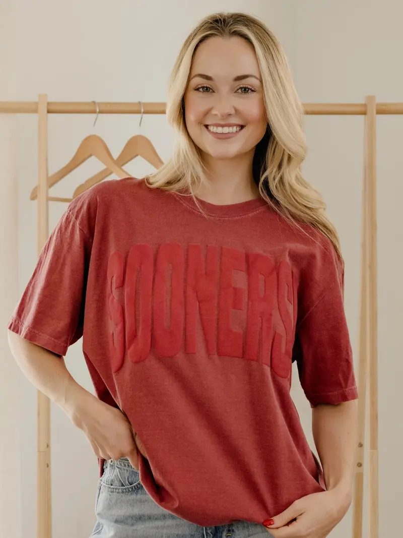 Ou Sooners Mono Puff Crimson Tee 1