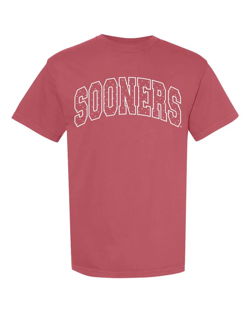 Ou Sooners Polka Dot Puff Ink Crimson Cc Tee 1
