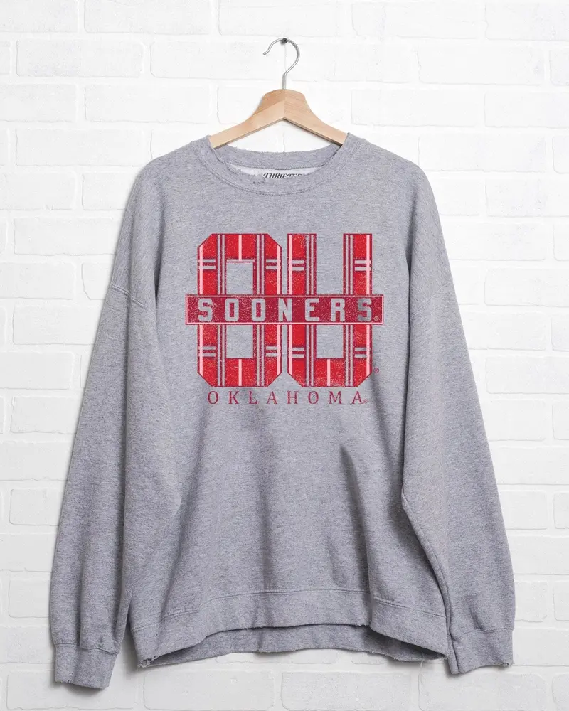 Ou Sooners Preppy Plaid Gray Thrifted Sweatshirt 1