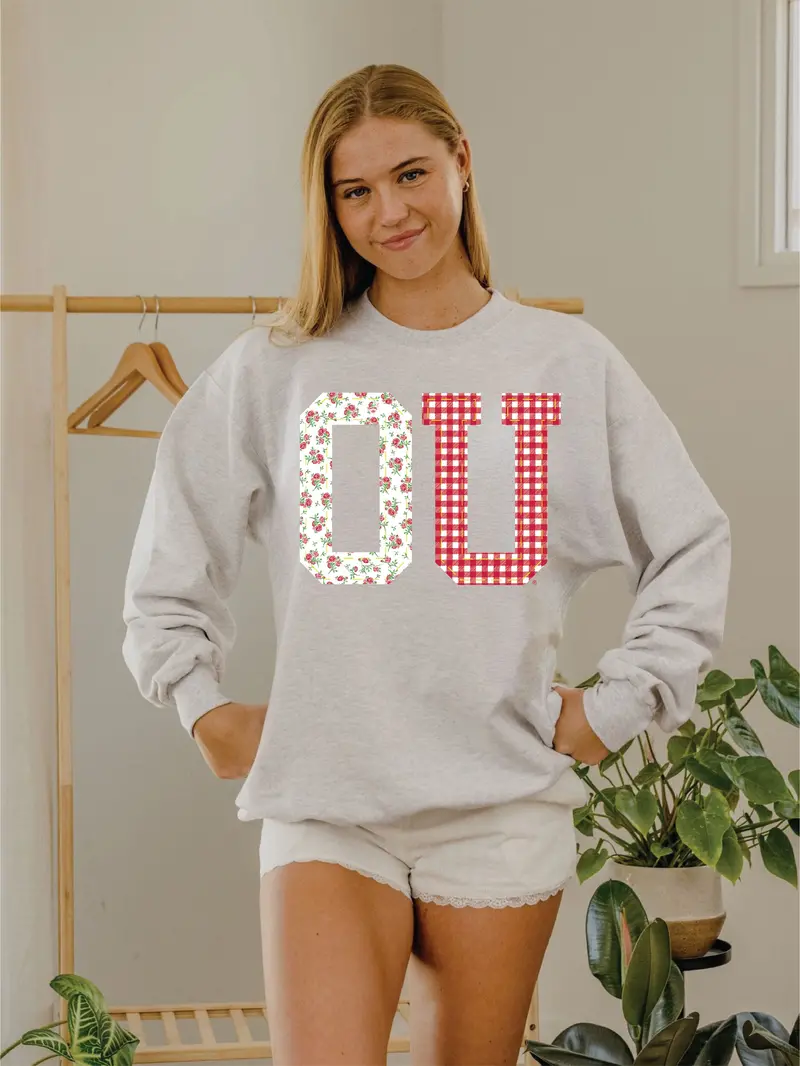 Ou Sooners Quilted Puff Ink Ash Gray Sweatshirt 1