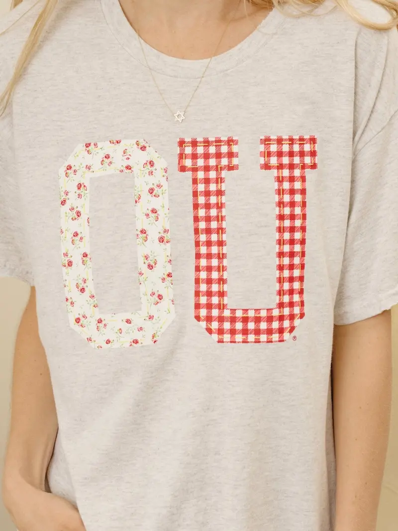 Ou Sooners Quilted Puff Ink Ash Gray Thrifted Tee 1