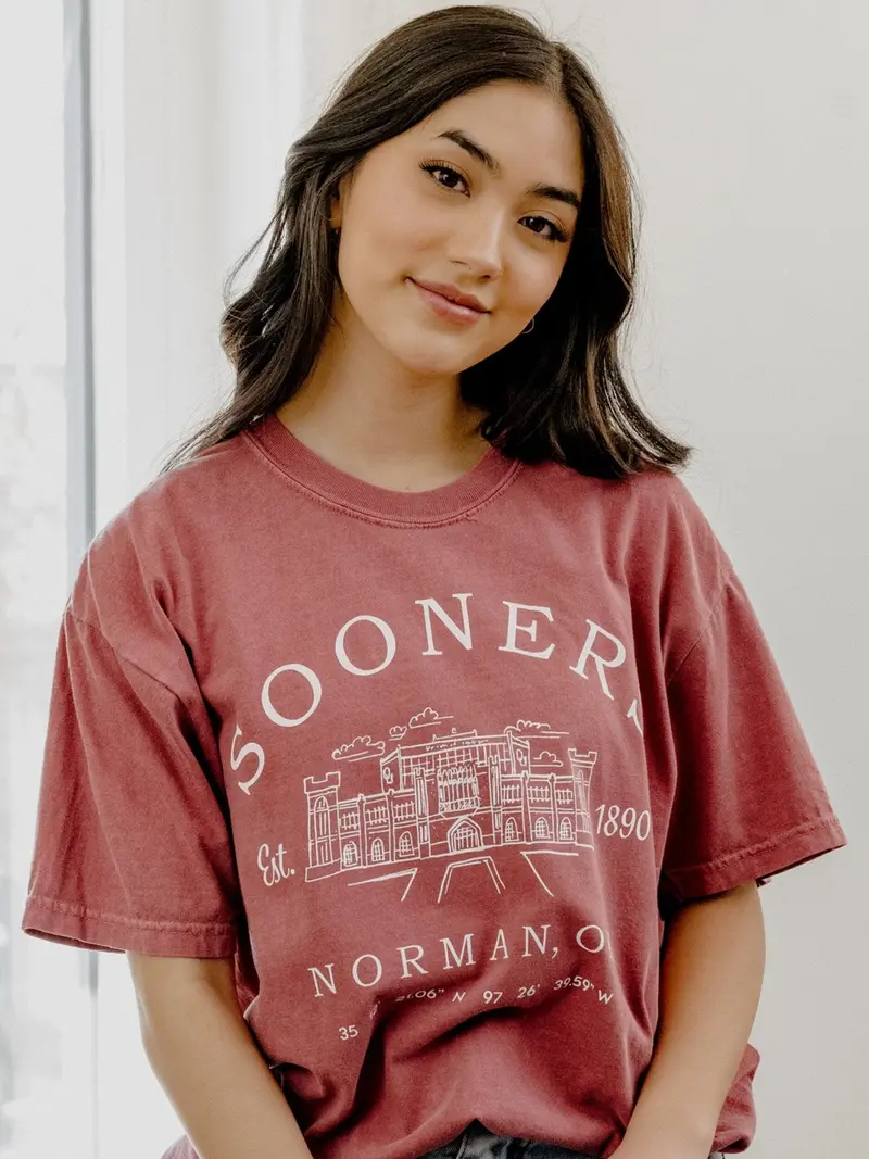 Ou Sooners Stadium Coordinates Crimson Tee 1