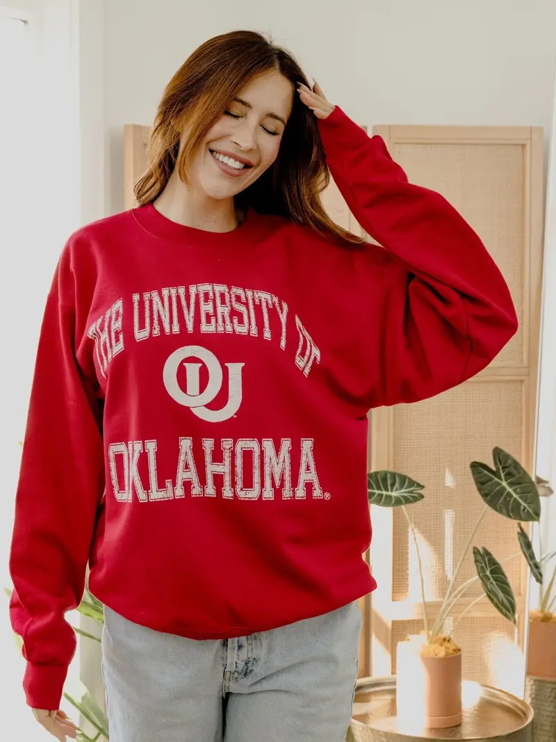 Ou Sooners Vintage Sport Crimson Sweatshirt 1