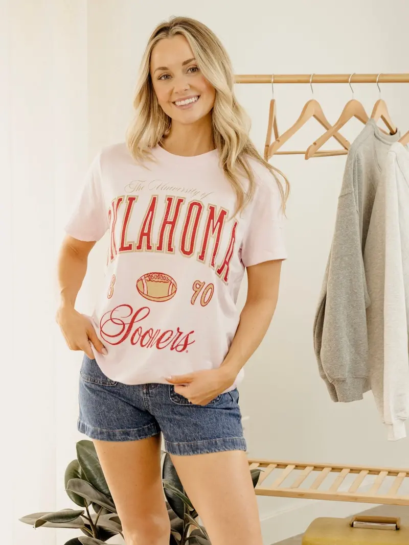 Ou Sooners Wave Arch Pink Ellie Perfect Tee 1