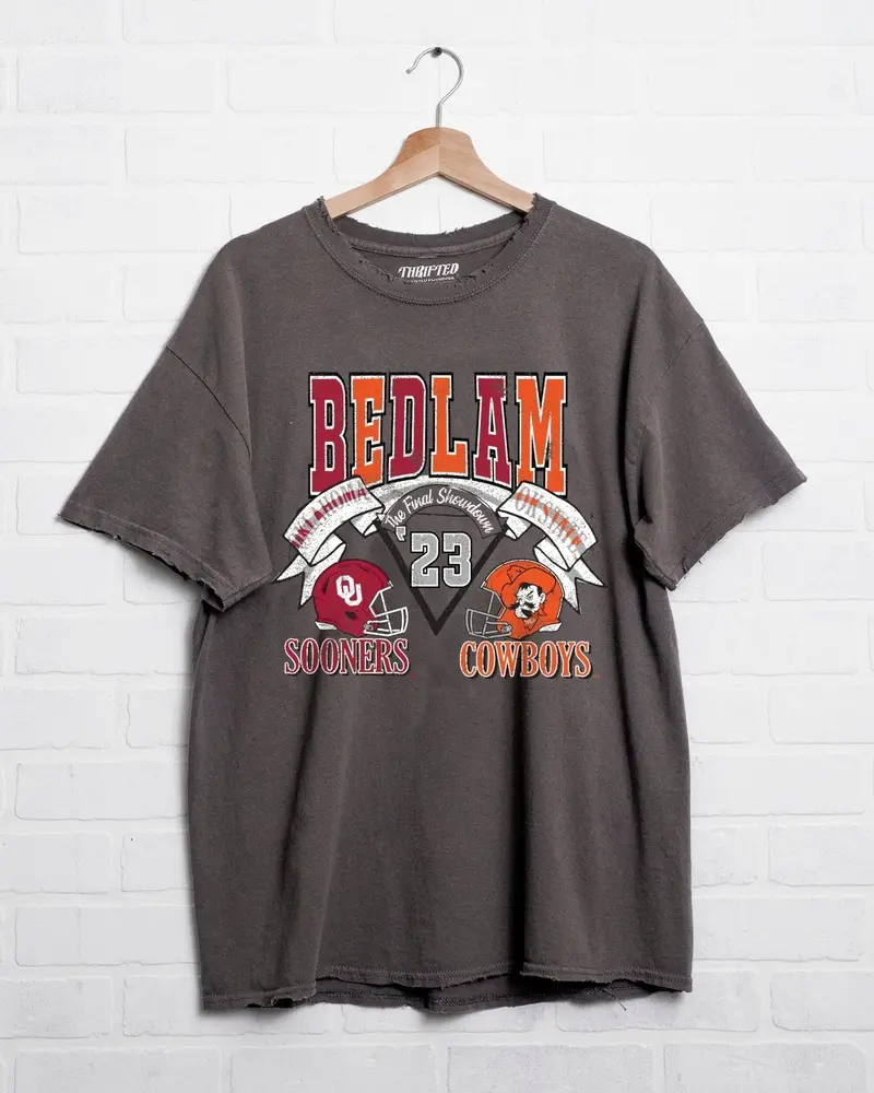 Ou V Osu Bedlam Final Showdown Charcoal Thrifted Tee 1