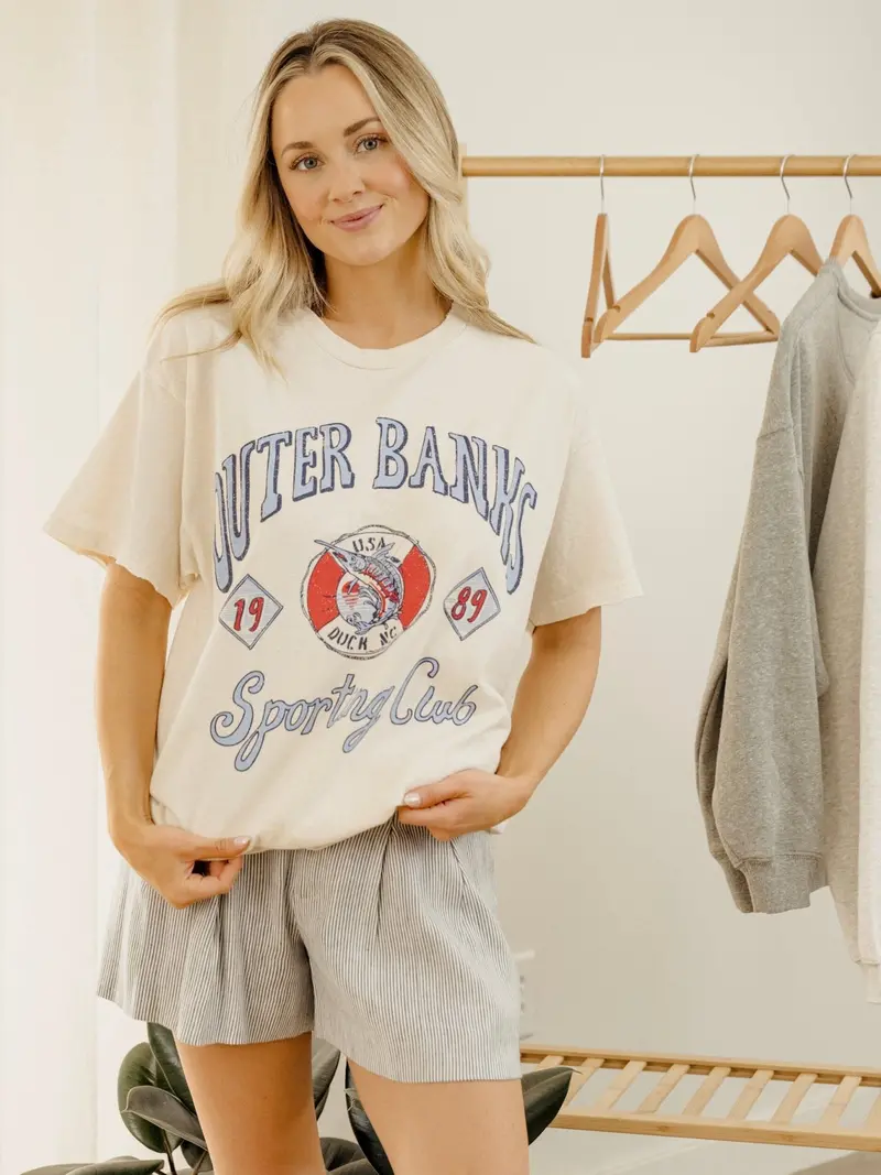 Outer Banks Sporting Club Off White Thrifted Tee 1