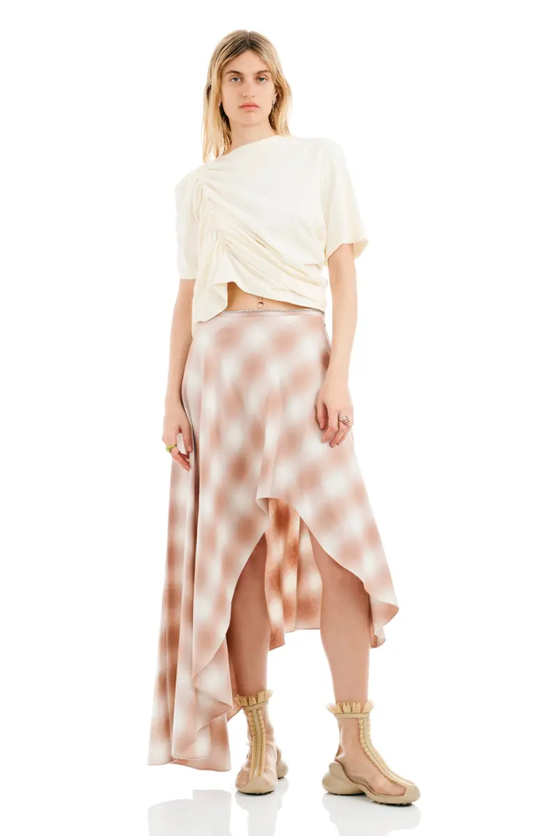 Peach Plaid Tulip Skirt 1