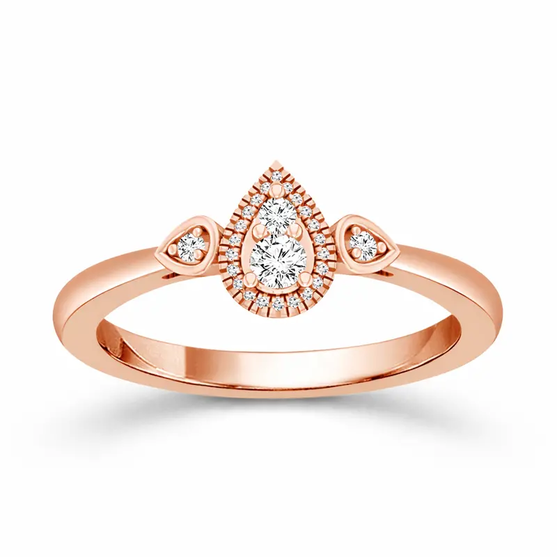 Pear Whisper Round Diamond Promise Ring 1