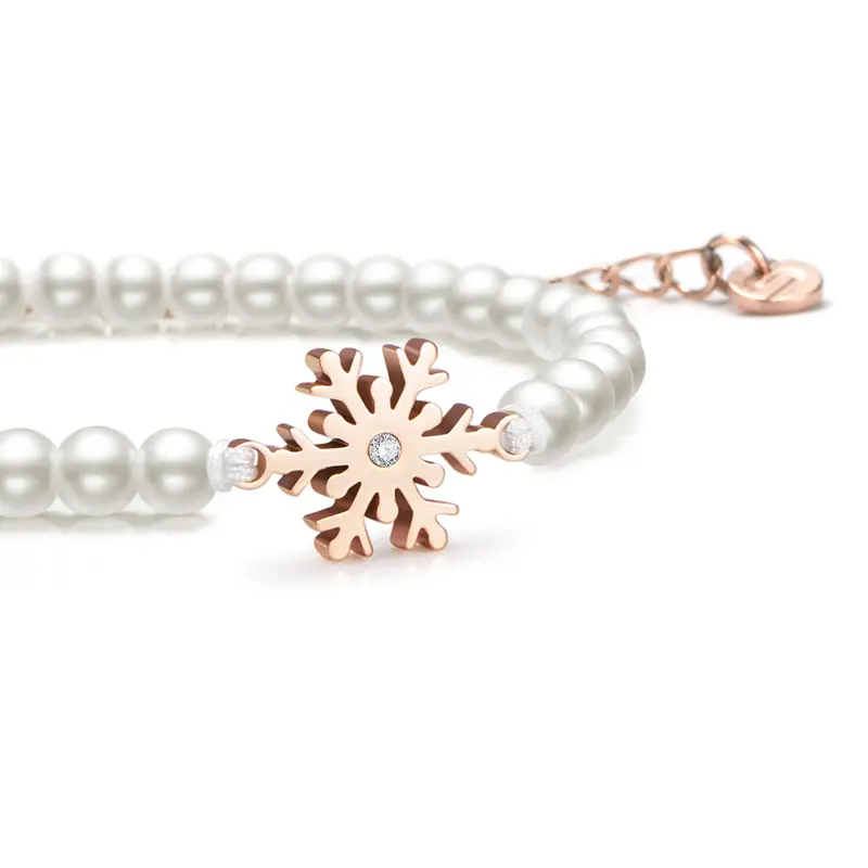 Pearl Frozen Snowflake Chain Bracelet 1