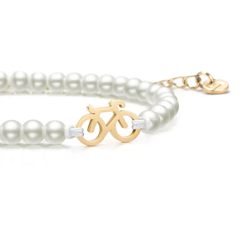 Pearl Gold Bike Chain Bracelet 1