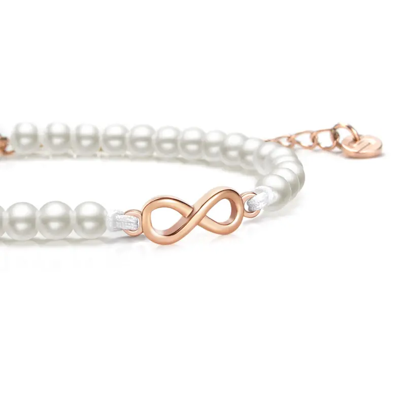 Pearl Rose Infinity Chain Bracelet 1