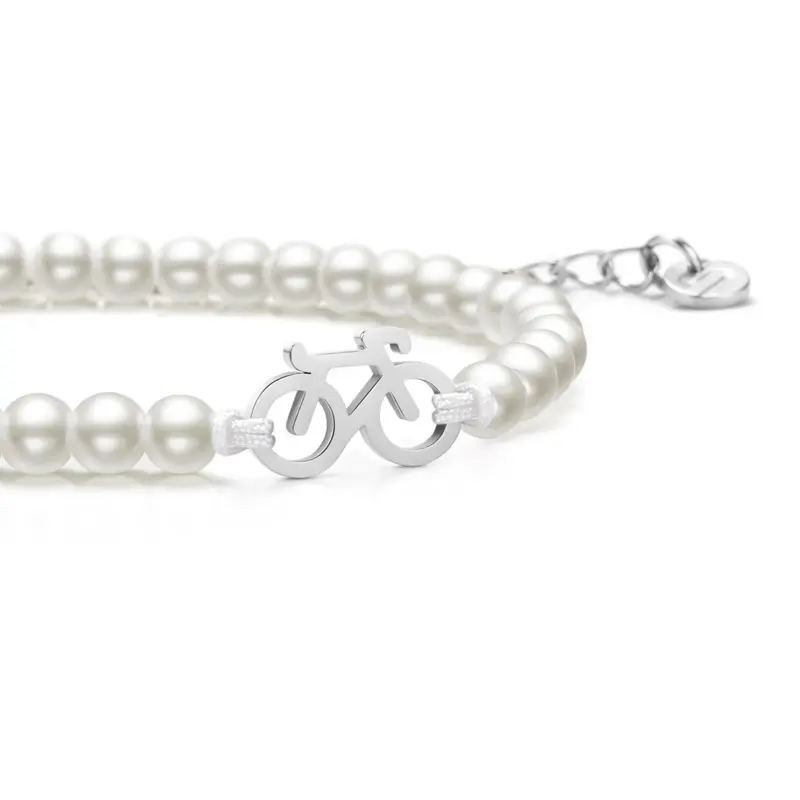 Pearl Silver Bike Chain Bracelet 1