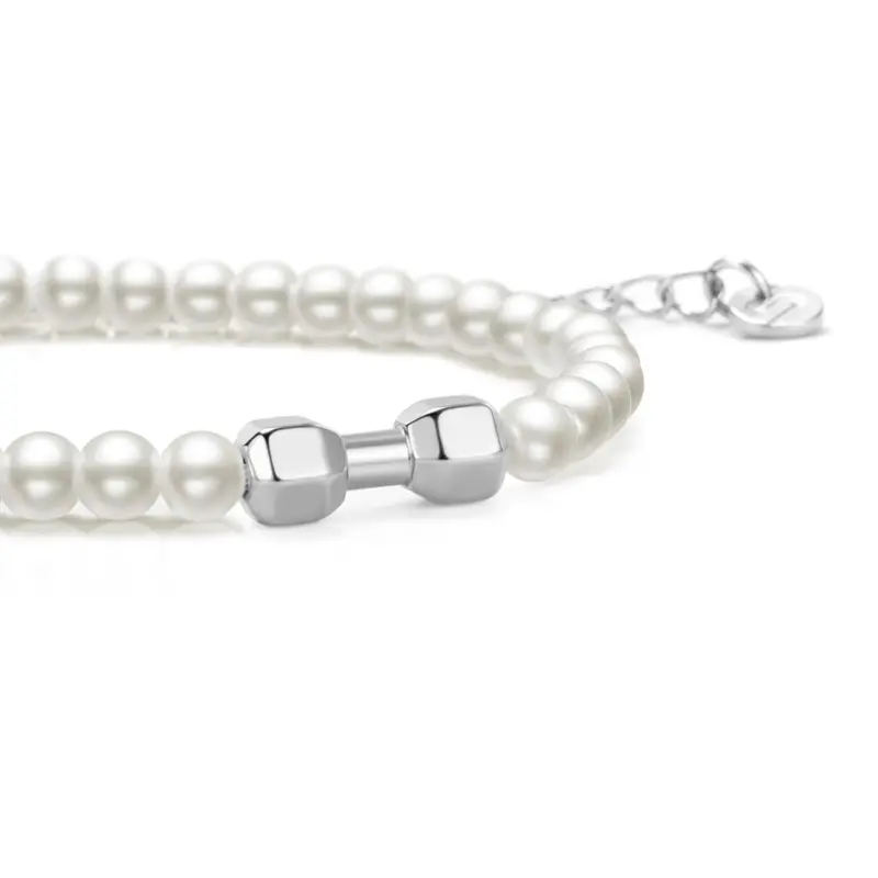Pearl Silver Gym Chain Bracelet 1