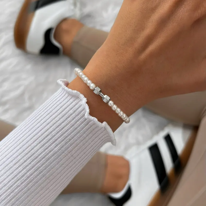 Pearl Silver Gym Chain Bracelet 2
