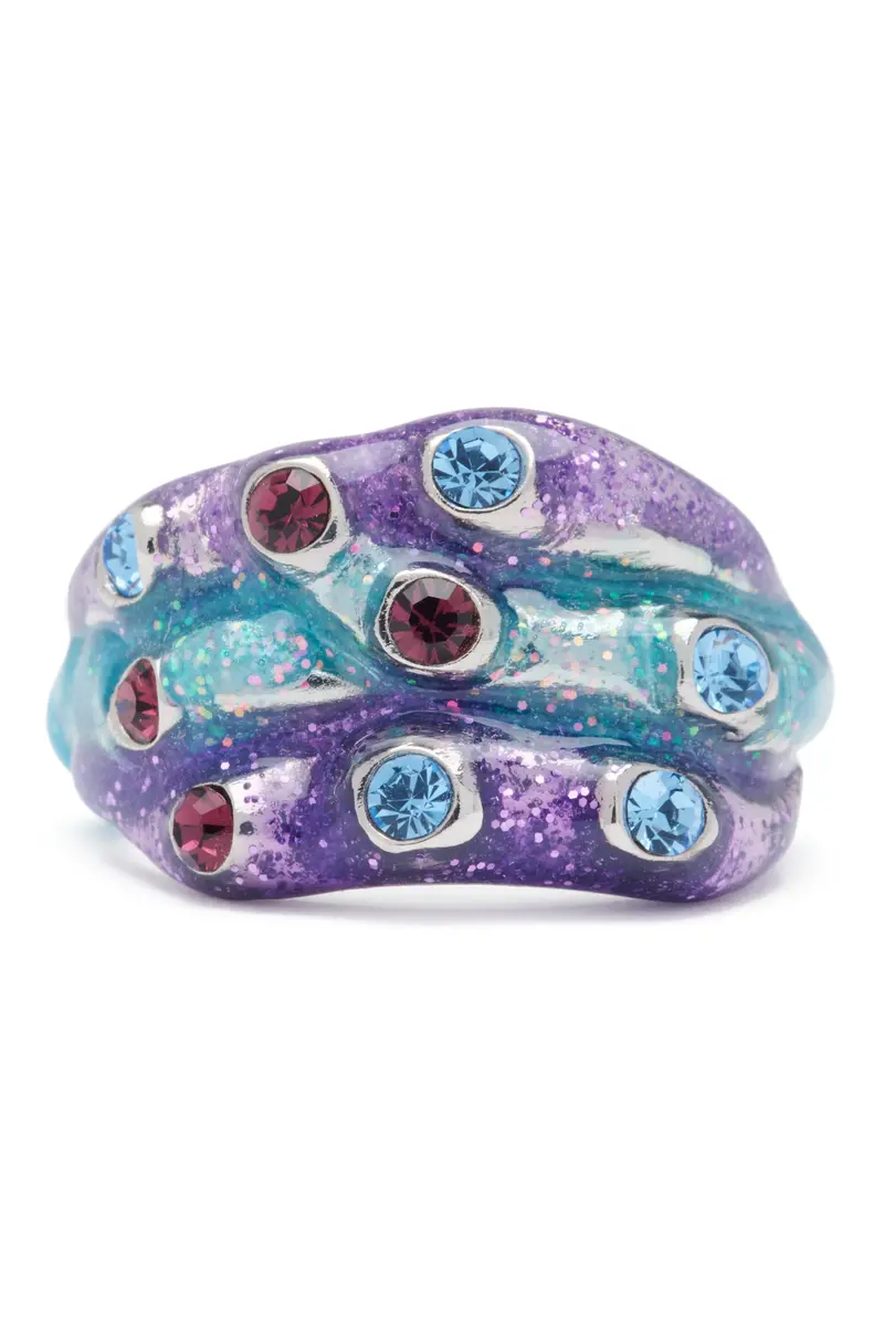 Periwinkle Glitter Stacked Ring 1