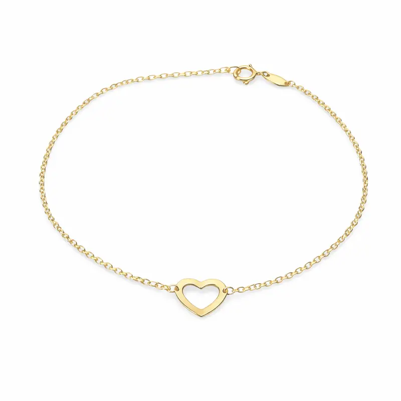 Petite Open Heart Adjustable Chain Bracelet 1