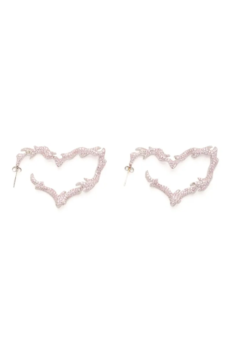 Pink Flame Heart Earrings 1