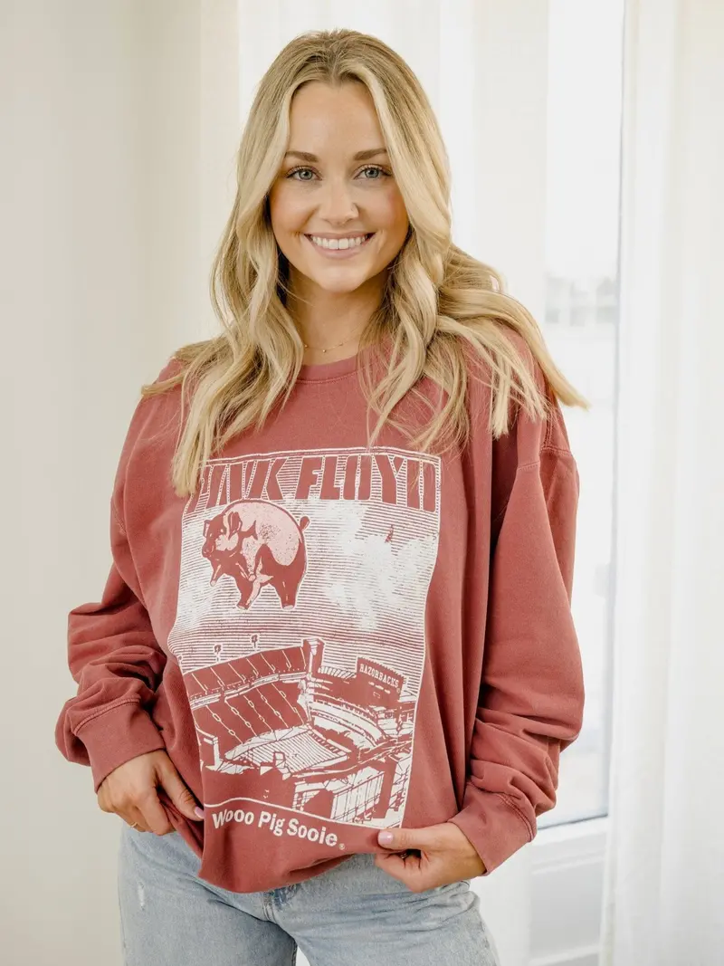 Pink Floyd Arkansas Razorbacks Animals Cardinal Sweatshirt 1