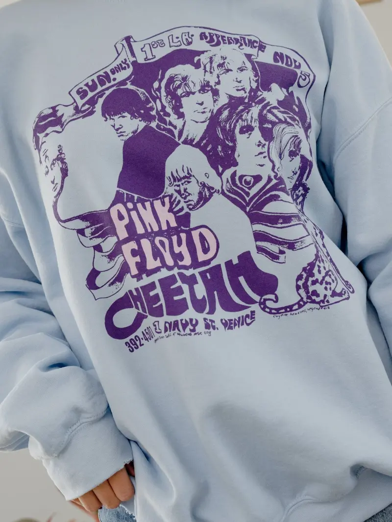 Pink Floyd Cheetah Flyer Blue Thrifted Sweatshirt 1