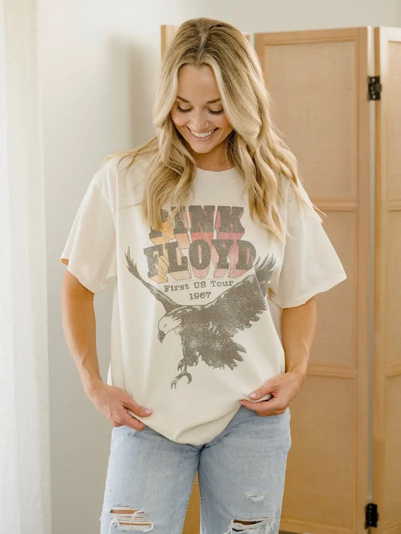 Pink Floyd Eagle Off White Thrifted Distressed Tee 1