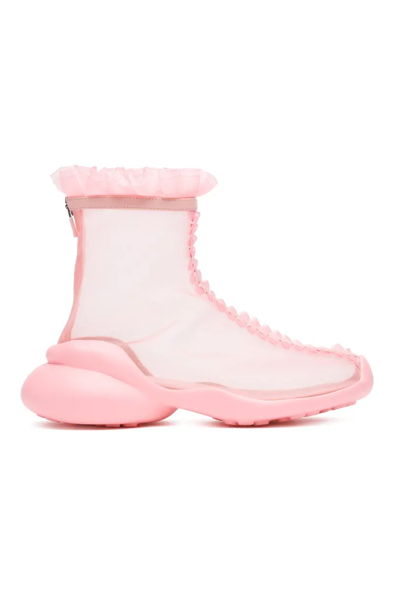 Pink Mesh Rufl Boots 1