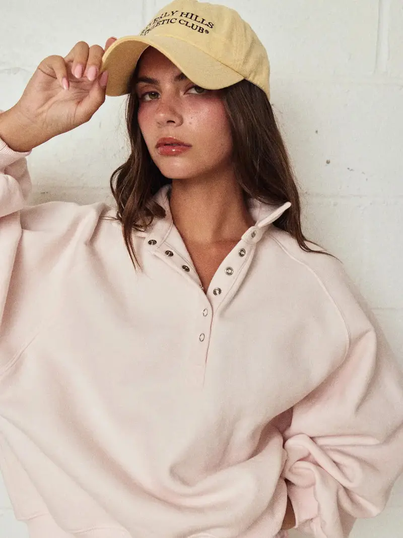 Piper Snap Button Collared Sweater (Light Pink) 1