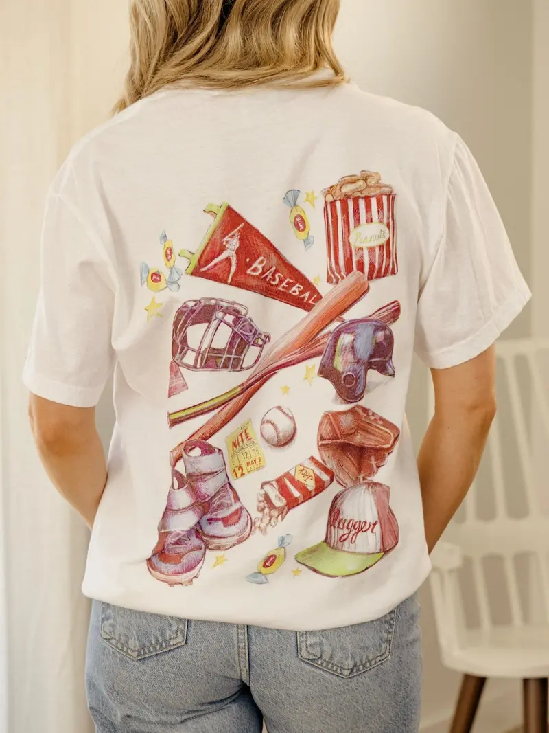 Play Ball Baseball Memorabilia White Tee 1