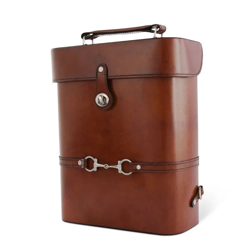 Premium Leather Bit Double Wine Carrier 1