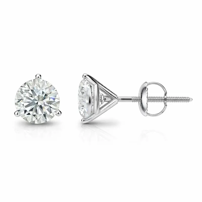 Premium Martini Round Diamond Stud Earrings 1