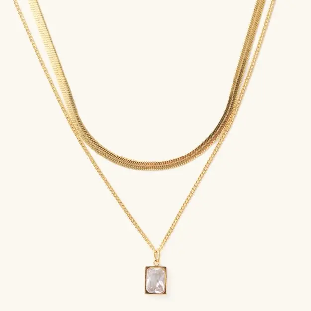 Priscilla Crystal Double Chain Necklace 1