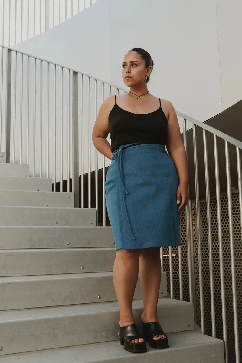 Puff And Pencil Strap Wrap Skirt - Printed Copy Shop (+£7.00) 1