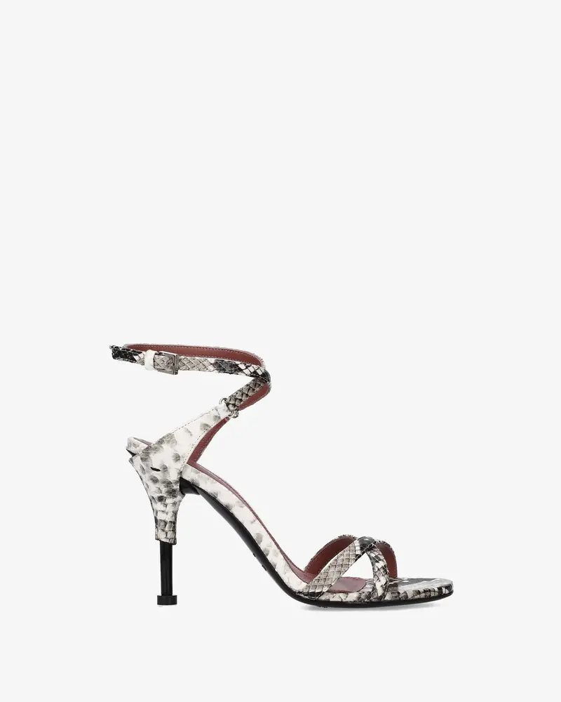 Python Print Leather Heeled Sandals 1