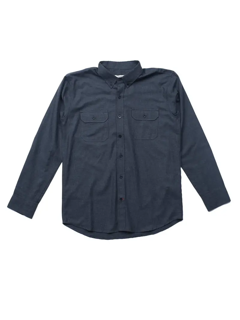Qutn Button Down Ls Dp Black Flannel Shirt 1