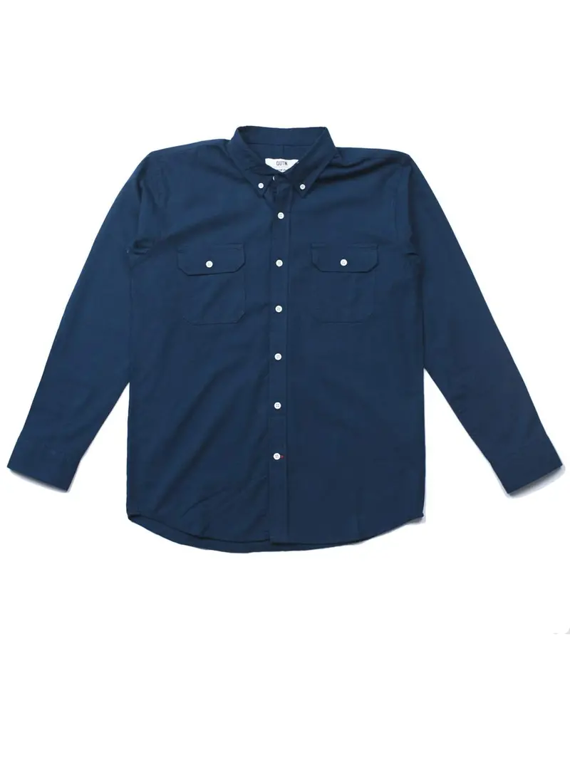 Qutn Button Down Ls Dp Navy Flannel Shirt 1