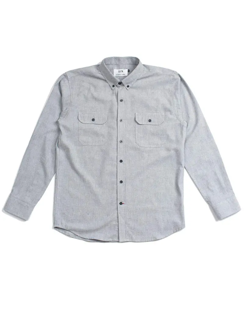 Qutn Button Down Ls Dp Pumice Flannel Shirt 1