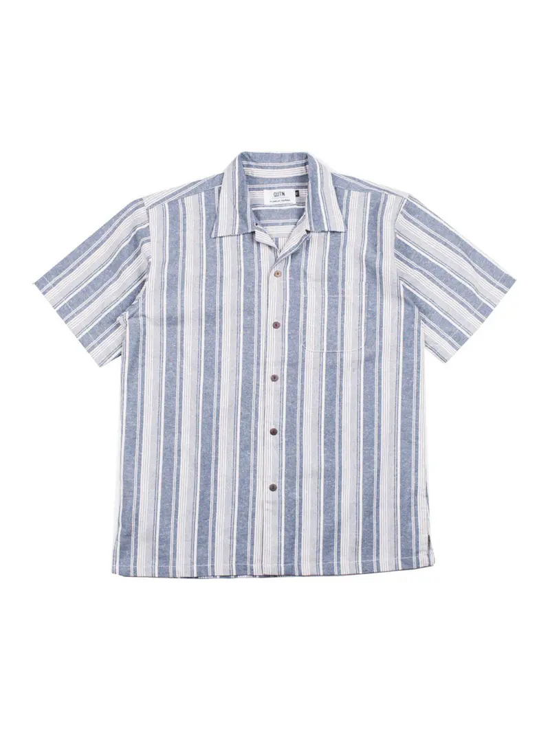 Qutn Button Down Weekend Shirt Blue Stripes 1