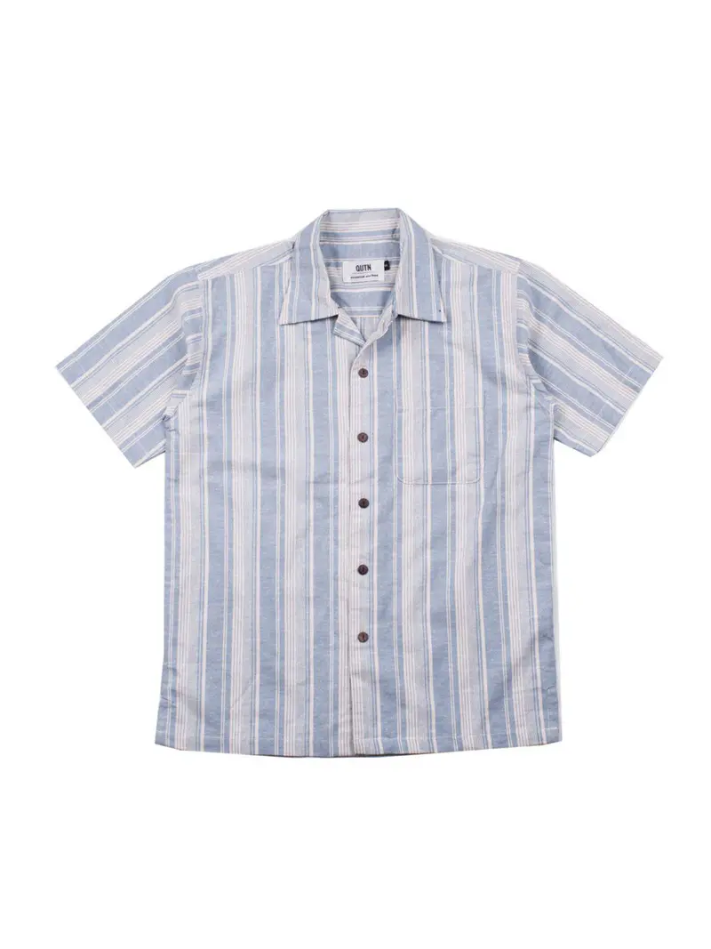 Qutn Button Down Weekend Shirt Sky Blue Stripes 1