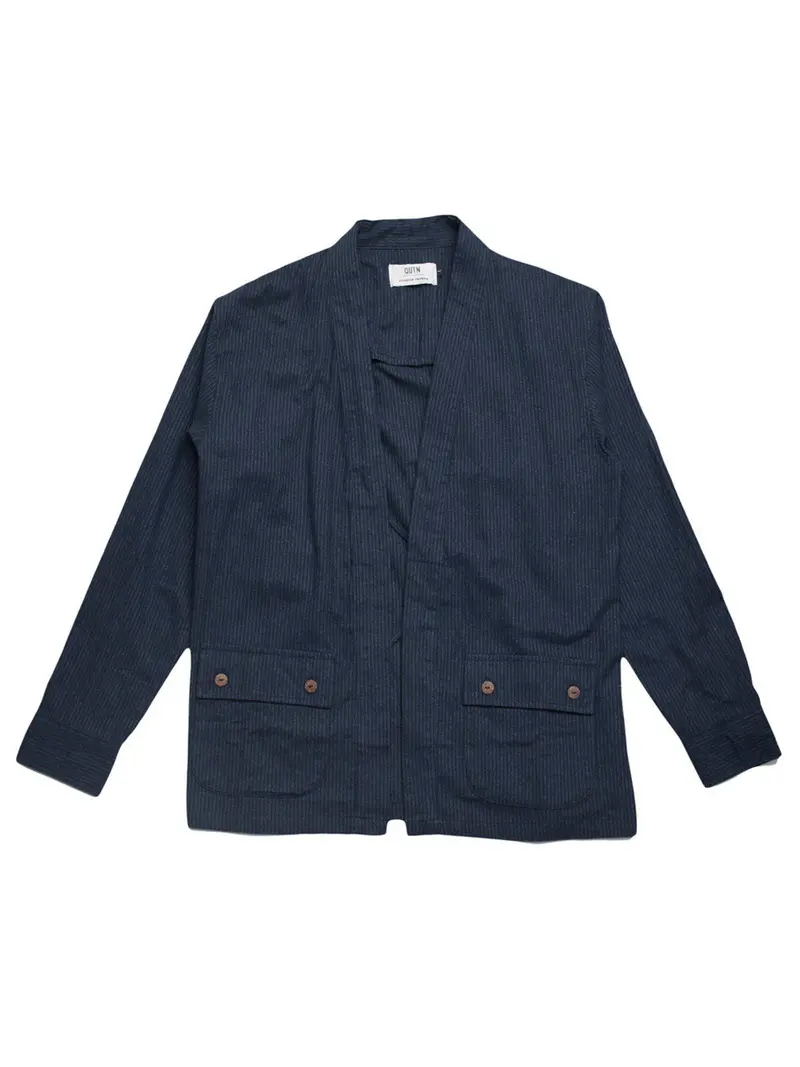 Qutn Throw On Iv Navy Stripe Flannel 1
