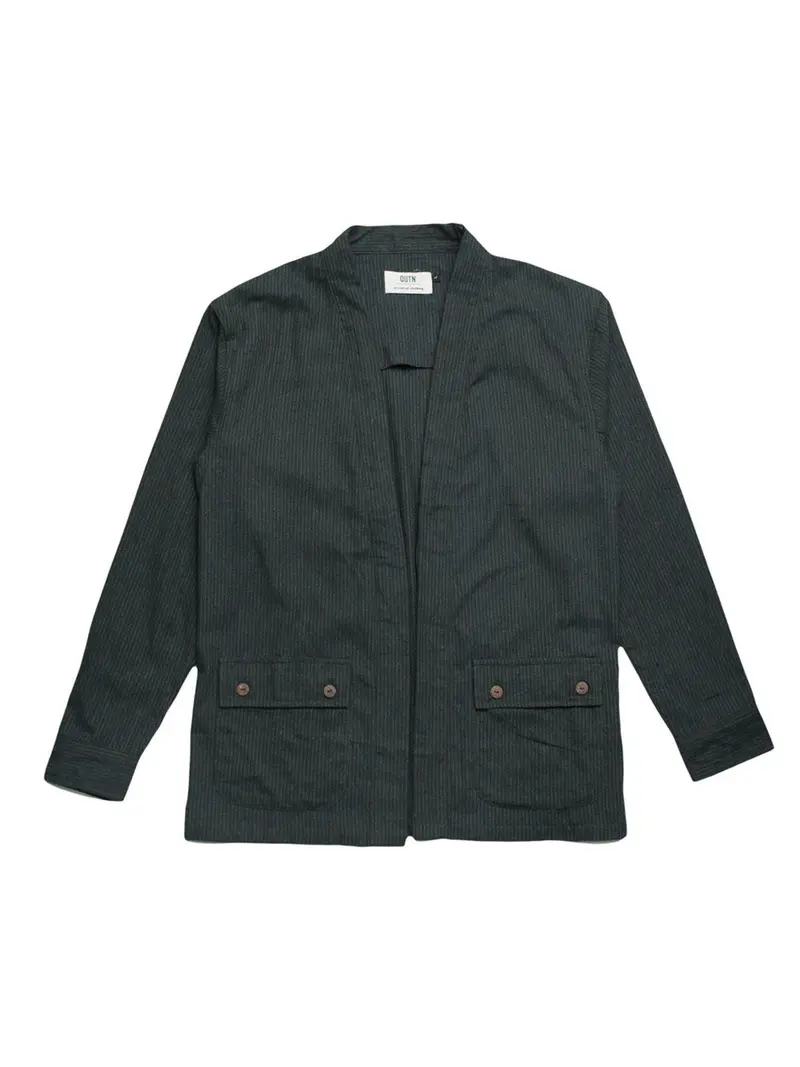 Qutn Throw On Iv Olive Stripe Flannel 1