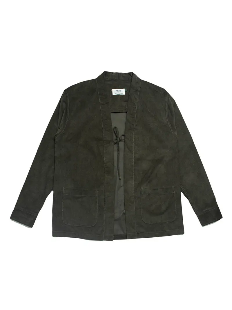 Qutn Throw On Olive Corduroy 1