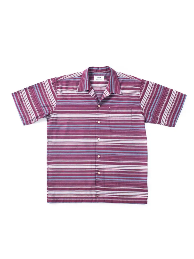 Qutn Weekend Shirt Red Grey Stripe 1