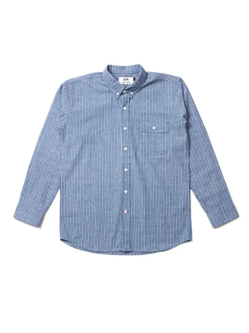 Qutn Work Shirt Ii Blue Striped Chambray 1