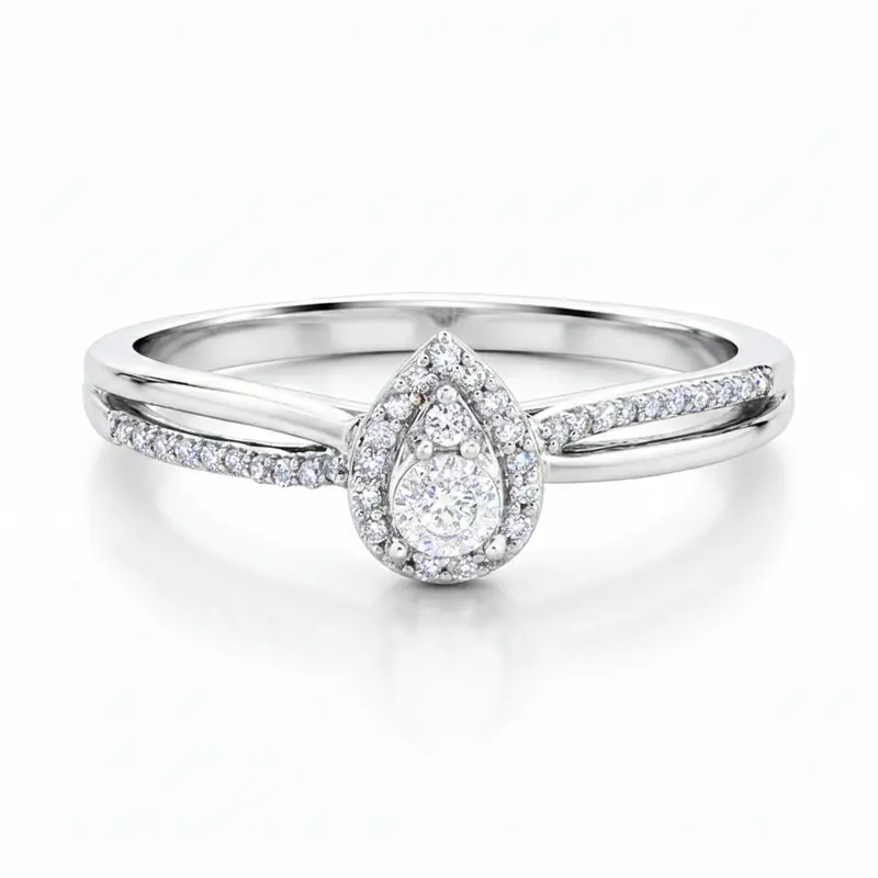 Radiant Pear Round Diamond Promise Ring 1