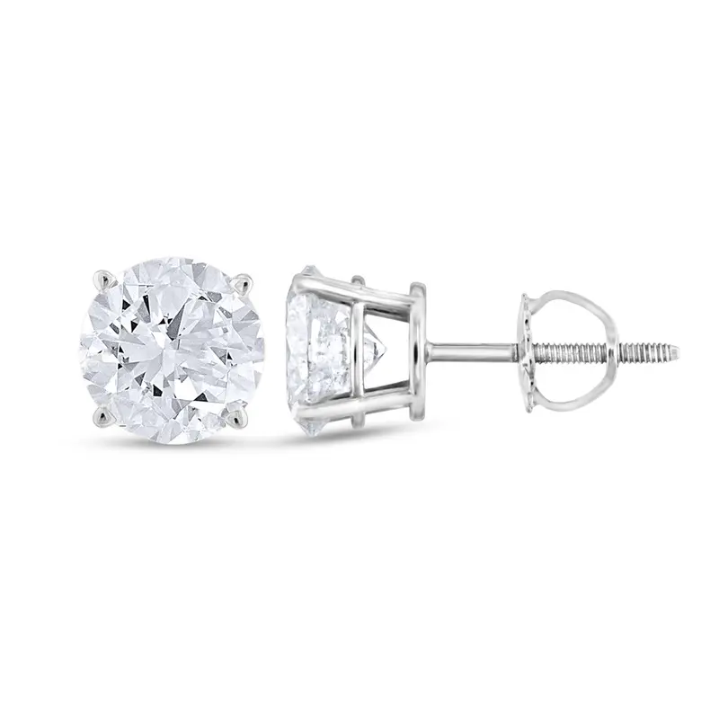 Radiant White Gold Four-Prong Diamond Stud Earrings 1
