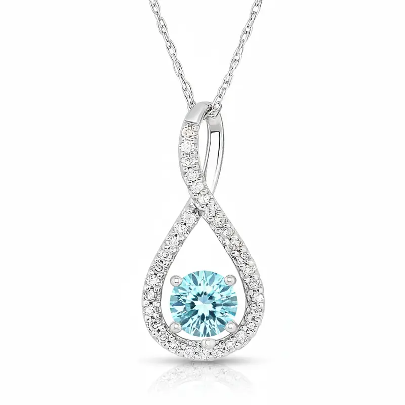 Raindrop Aquamarine Twist Pendant 1