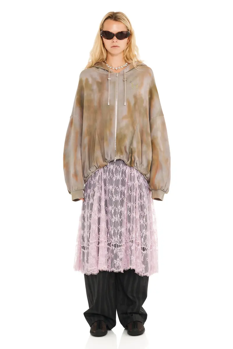 Reishi Aurora Gathered Zip Up Hoodie 1